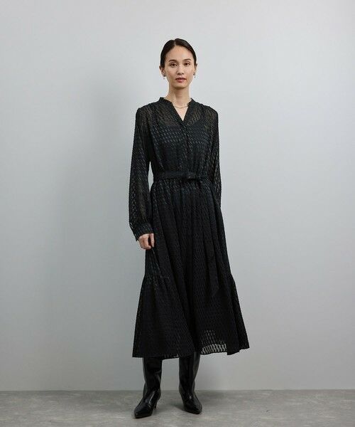ROPE' / ロペ ロング・マキシ丈ワンピース | 【洗える】ロングスリーブワンピース（ジャガード/リーフプリント）【WEB・一部店舗限定】 | 詳細3
