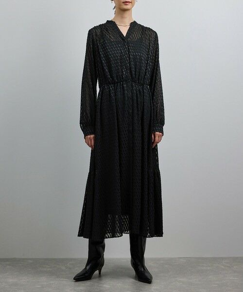 ROPE' / ロペ ロング・マキシ丈ワンピース | 【洗える】ロングスリーブワンピース（ジャガード/リーフプリント）【WEB・一部店舗限定】 | 詳細9