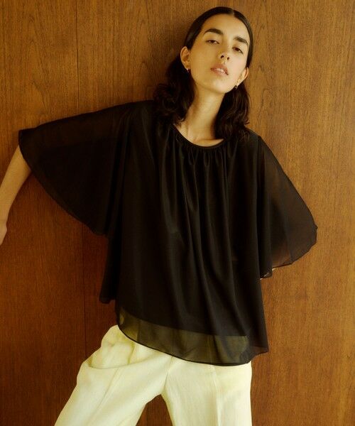 ROPE' / ロペ シャツ・ブラウス | 【洗える】ブライトネスヤーンギャザーブラウス/セットアップ対応 | 詳細1