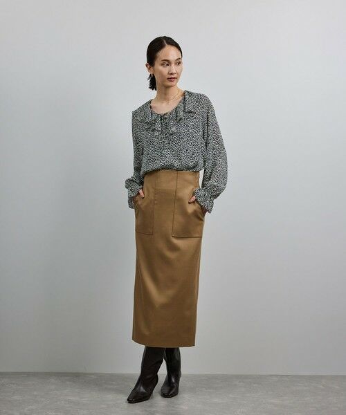 ROPE' / ロペ シャツ・ブラウス（半袖以外） | 【洗える】ラッフルVネックブラウス（ジャガード/リーフプリント）【WEB・一部店舗限定】 | 詳細6