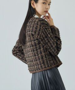 ROPE' / ロペ ブルゾン | ツイードZIPノーカラーカーディガン/イージーケア