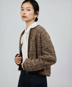 ROPE' / ロペ ブルゾン | ツイードZIPノーカラーカーディガン/イージーケア