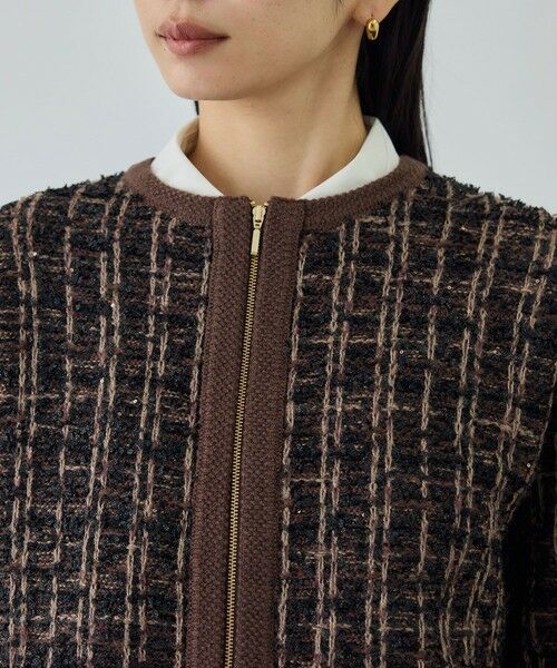 ROPE' / ロペ ブルゾン | ツイードZIPノーカラーカーディガン/イージーケア | 詳細16