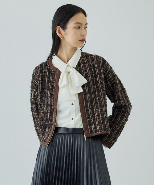 ROPE' / ロペ ブルゾン | ツイードZIPノーカラーカーディガン/イージーケア | 詳細5