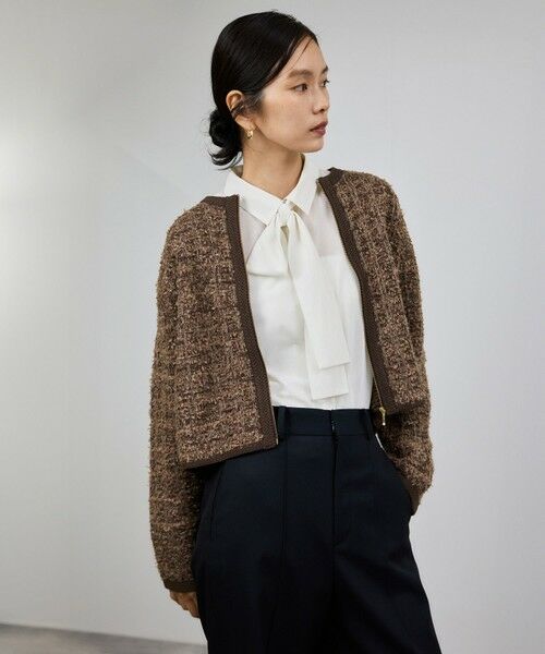 ROPE' / ロペ ブルゾン | ツイードZIPノーカラーカーディガン/イージーケア | 詳細9