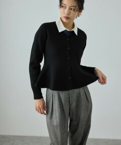 ROPE' / ロペ ニット・セーター | ウール混ニットペプラムカーディガン/イージーケア・セットアップ対応