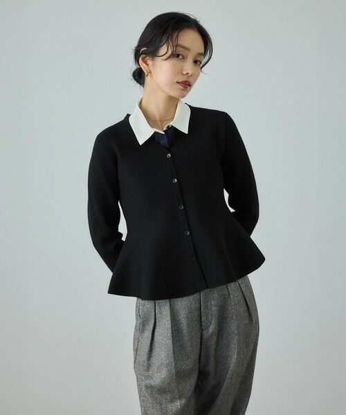 ROPE' / ロペ ニット・セーター | ウール混ニットペプラムカーディガン/イージーケア・セットアップ対応 | 詳細12