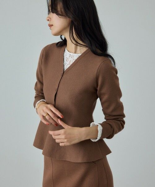 ROPE' / ロペ ニット・セーター | ウール混ニットペプラムカーディガン/イージーケア・セットアップ対応 | 詳細13