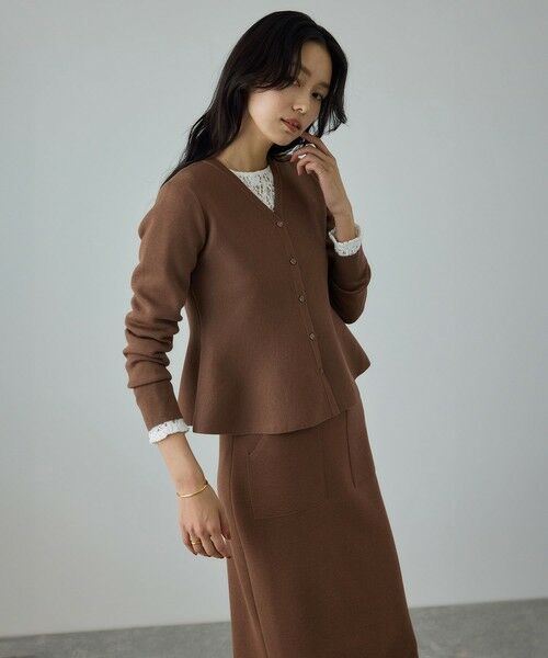 ROPE' / ロペ ニット・セーター | ウール混ニットペプラムカーディガン/イージーケア・セットアップ対応 | 詳細4