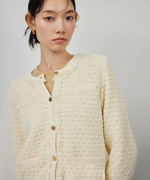 ROPE'/ロペ ニットフリンジジャケット キナリ(16) 38 ROPE'/ロペ ニットフリンジジャケット キナリ(16) 38