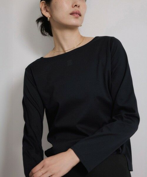 ROPE'/ロペ アナグラム刺繍 ロングスリーブカットソー/イージーケア ネイビー(40) F ROPE'/ロペ アナグラム刺繍 ロングスリーブカットソー/イージーケア ネイビー(40) F