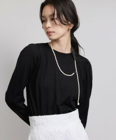 ROPE' / ロペ ニット・セーター | 袖ギャザークルーネックニットプルオーバー/イージーケア