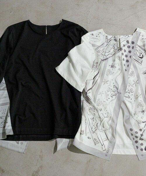 ROPE' / ロペ カットソー | 【洗える】【YUKO SAEKI for ROPE'・コラボ】スカーフ柄プリント Aラインカットソー | 詳細1