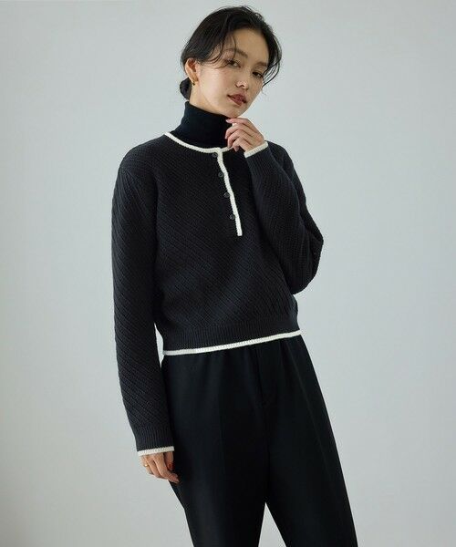 ROPE' / ロペ ニット・セーター | カシミヤ混 透かし柄バイカラーニット/イージーケア | 詳細13