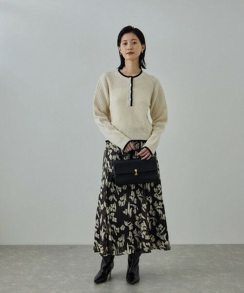 ROPE' / ロペ ニット・セーター | カシミヤ混 透かし柄バイカラーニット/イージーケア | 詳細14