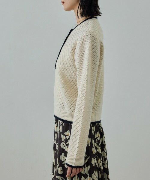 ROPE' / ロペ ニット・セーター | カシミヤ混 透かし柄バイカラーニット/イージーケア | 詳細16