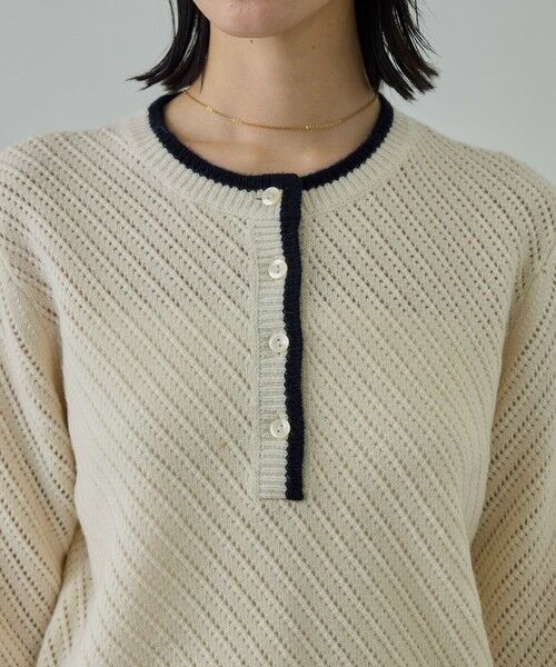 ROPE' / ロペ ニット・セーター | カシミヤ混 透かし柄バイカラーニット/イージーケア | 詳細18