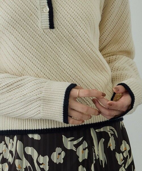 ROPE' / ロペ ニット・セーター | カシミヤ混 透かし柄バイカラーニット/イージーケア | 詳細3