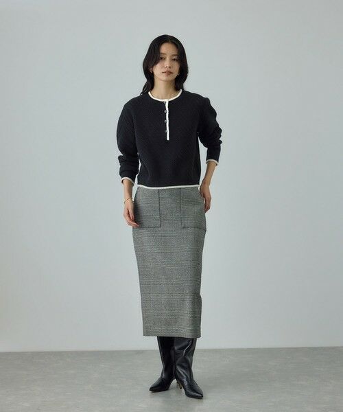 ROPE' / ロペ ニット・セーター | カシミヤ混 透かし柄バイカラーニット/イージーケア | 詳細6