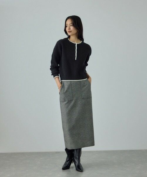 ROPE' / ロペ ニット・セーター | カシミヤ混 透かし柄バイカラーニット/イージーケア | 詳細7