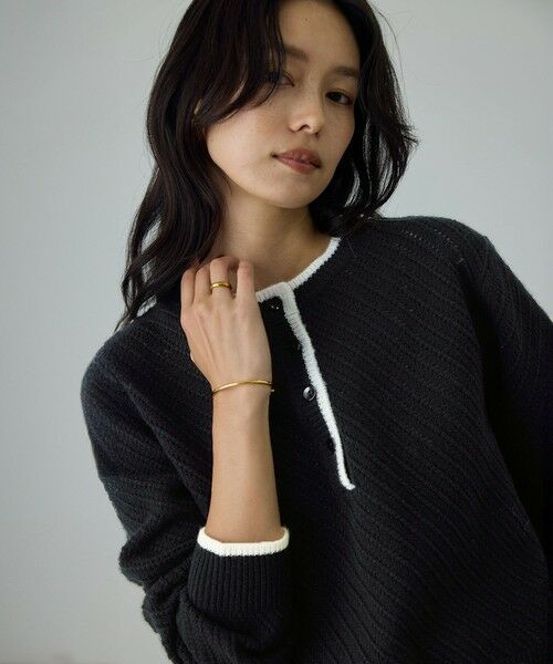 ROPE' / ロペ ニット・セーター | カシミヤ混 透かし柄バイカラーニット/イージーケア | 詳細8