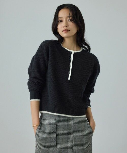 ROPE' / ロペ ニット・セーター | カシミヤ混 透かし柄バイカラーニット/イージーケア | 詳細9