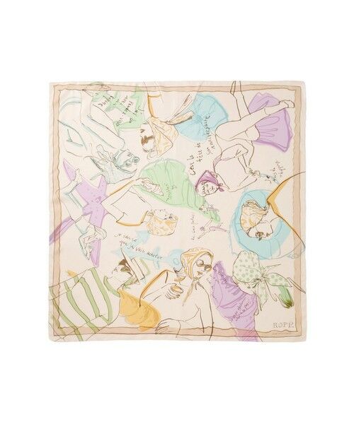 ROPE' / ロペ バンダナ・スカーフ | 【YUKO SAEKI for ROPE’・コラボ】スカーフ柄プリント シルクスカーフ/Lサイズ | 詳細9