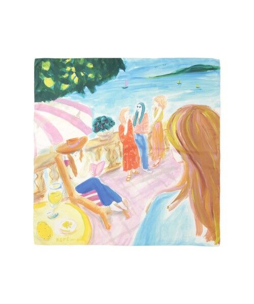 ROPE' / ロペ バンダナ・スカーフ | 【YUKO SAEKI for ROPE’・コラボ】スカーフ柄プリント シルクスカーフ/Lサイズ | 詳細15