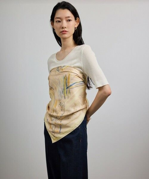 ROPE' / ロペ バンダナ・スカーフ | 【YUKO SAEKI for ROPE’・コラボ】スカーフ柄プリント シルクスカーフ/Lサイズ | 詳細22