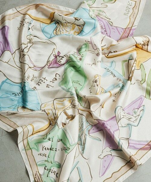 ROPE' / ロペ バンダナ・スカーフ | 【YUKO SAEKI for ROPE’・コラボ】スカーフ柄プリント シルクスカーフ/Lサイズ | 詳細28