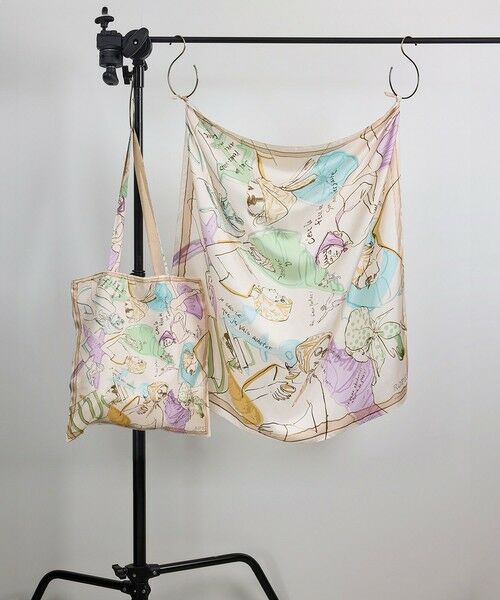 ROPE' / ロペ バンダナ・スカーフ | 【YUKO SAEKI for ROPE’・コラボ】スカーフ柄プリント シルクスカーフ/Lサイズ | 詳細8