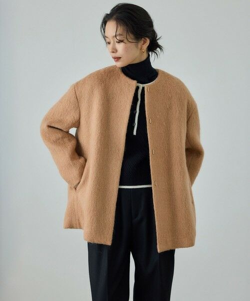 ROPE' / ロペ その他アウター | ウールモヘヤノーカラーミドル丈コート | 詳細1