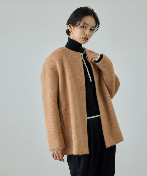 ROPE' / ロペ その他アウター | ウールモヘヤノーカラーミドル丈コート | 詳細4