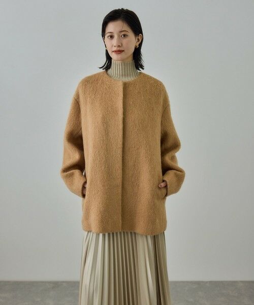 ROPE' / ロペ その他アウター | ウールモヘヤノーカラーミドル丈コート | 詳細5