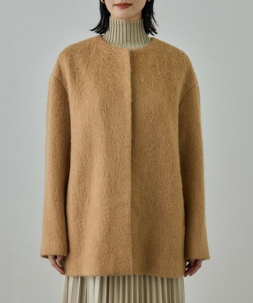 ROPE' / ロペ その他アウター | ウールモヘヤノーカラーミドル丈コート | 詳細9