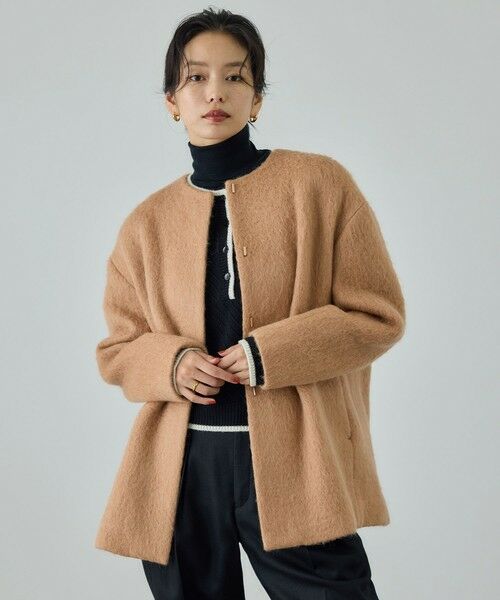 ROPE'/ロペ ウールモヘヤノーカラーミドル丈コート ベージュ(27) F ROPE'/ロペ ウールモヘヤノーカラーミドル丈コート ベージュ(27) F