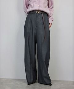 梳毛ギャバ プリーテッド ワイドパンツ