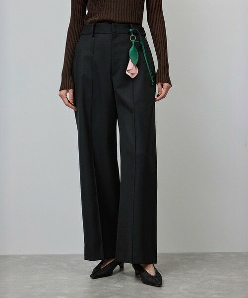 ROPE' / ロペ その他パンツ | 梳毛ギャバ プリーテッド ワイドパンツ(ブラック(01))