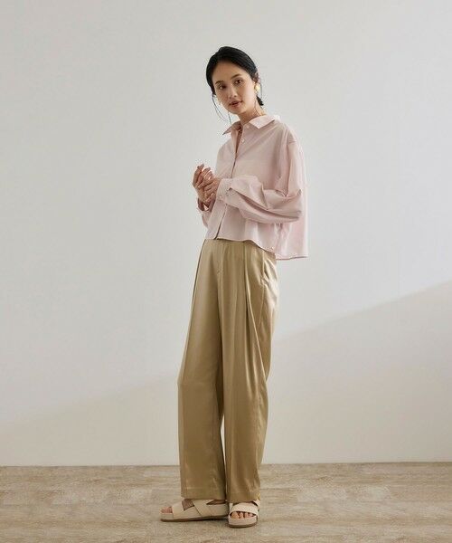 ROPE' / ロペ その他パンツ | 【WEB・一部店舗限定】ブライトハンマーサテンテーパードパンツ/洗える | 詳細3