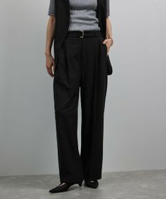 ROPE' / ロペ スラックス・ドレスパンツ | 【洗える】ウール混ツイル ベルト付きツータックワイドパンツ/セットアップ対応【WEB・一部店舗限定】
