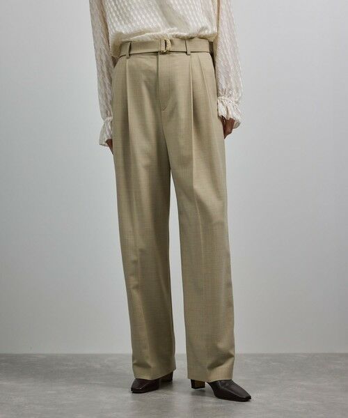 ROPE' / ロペ スラックス・ドレスパンツ | 【洗える】ウール混ツイル ベルト付きツータックワイドパンツ/セットアップ対応【WEB・一部店舗限定】 | 詳細1