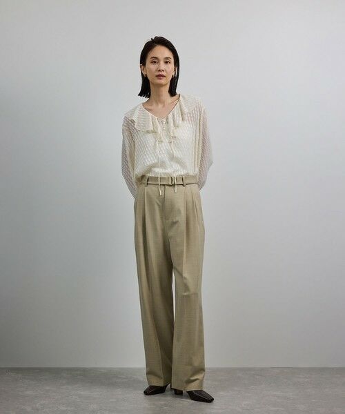 ROPE' / ロペ スラックス・ドレスパンツ | 【洗える】ウール混ツイル ベルト付きツータックワイドパンツ/セットアップ対応【WEB・一部店舗限定】 | 詳細2
