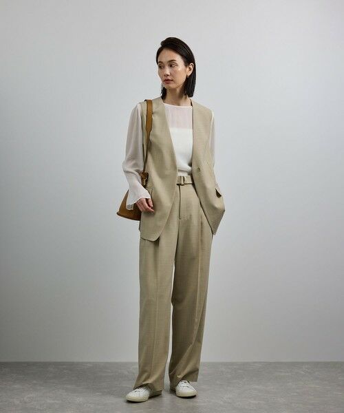ROPE' / ロペ スラックス・ドレスパンツ | 【洗える】ウール混ツイル ベルト付きツータックワイドパンツ/セットアップ対応【WEB・一部店舗限定】 | 詳細3
