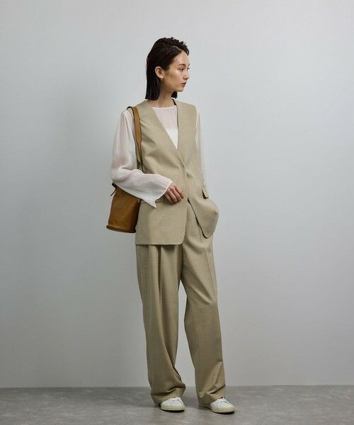ROPE' / ロペ スラックス・ドレスパンツ | 【洗える】ウール混ツイル ベルト付きツータックワイドパンツ/セットアップ対応【WEB・一部店舗限定】 | 詳細4