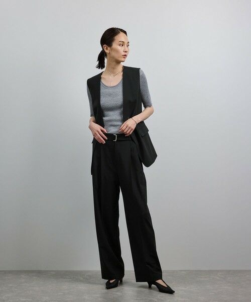 ROPE' / ロペ スラックス・ドレスパンツ | 【洗える】ウール混ツイル ベルト付きツータックワイドパンツ/セットアップ対応【WEB・一部店舗限定】 | 詳細7