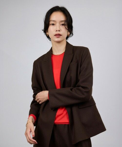 ROPE'/ロペ ウールフランネルセミダブルジャケット/セットアップ対応 ブラウン(20) 38 ROPE'/ロペ ウールフランネルセミダブルジャケット/セットアップ対応 ブラウン(20) 38