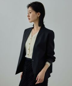 ROPE' / ロペ テーラードジャケット | ウール混ノーカラージャケット(無地/ヘリンボーン)/セットアップ対応