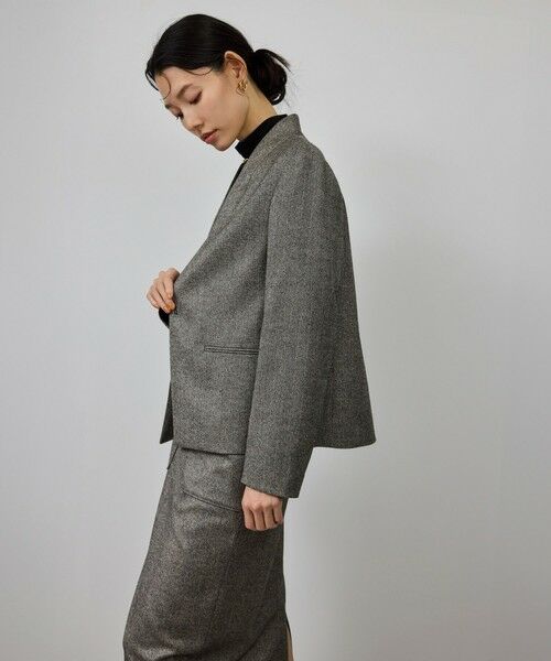 ROPE' / ロペ テーラードジャケット | ウール混ノーカラージャケット(無地/ヘリンボーン)/セットアップ対応 | 詳細10
