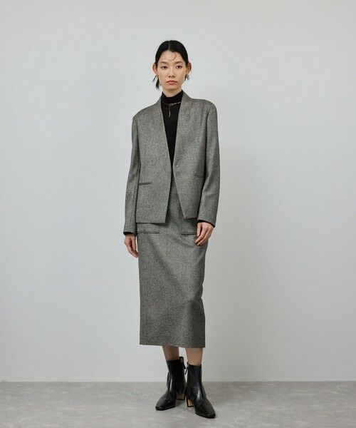 ROPE' / ロペ テーラードジャケット | ウール混ノーカラージャケット(無地/ヘリンボーン)/セットアップ対応 | 詳細11