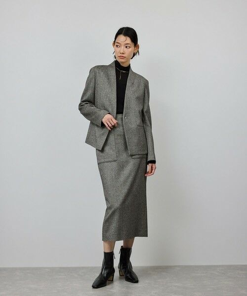 ROPE' / ロペ テーラードジャケット | ウール混ノーカラージャケット(無地/ヘリンボーン)/セットアップ対応 | 詳細12